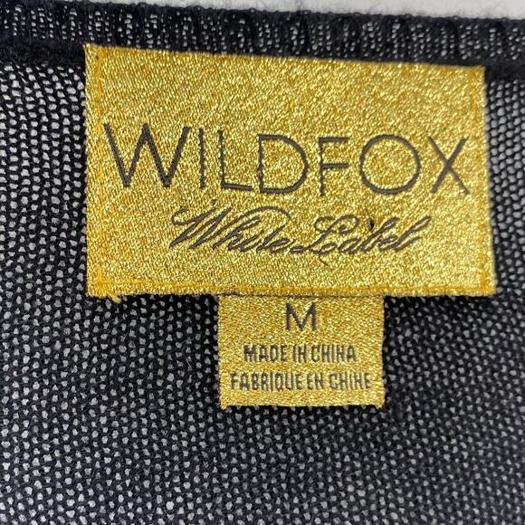 Wildfox Sweater Plunging V Neck Gold Sequins Heart Graphic Black Womens Medium - Picture 7 of 8